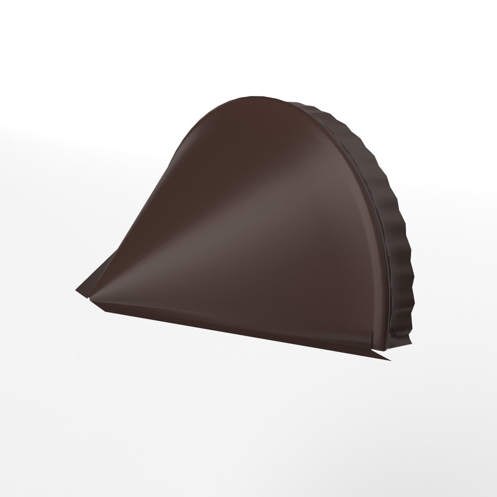 Заглушка к полукруглому коньку конусная для кровли оцинкованная с порошковым покрытием 0,45x301мм RAL 8017