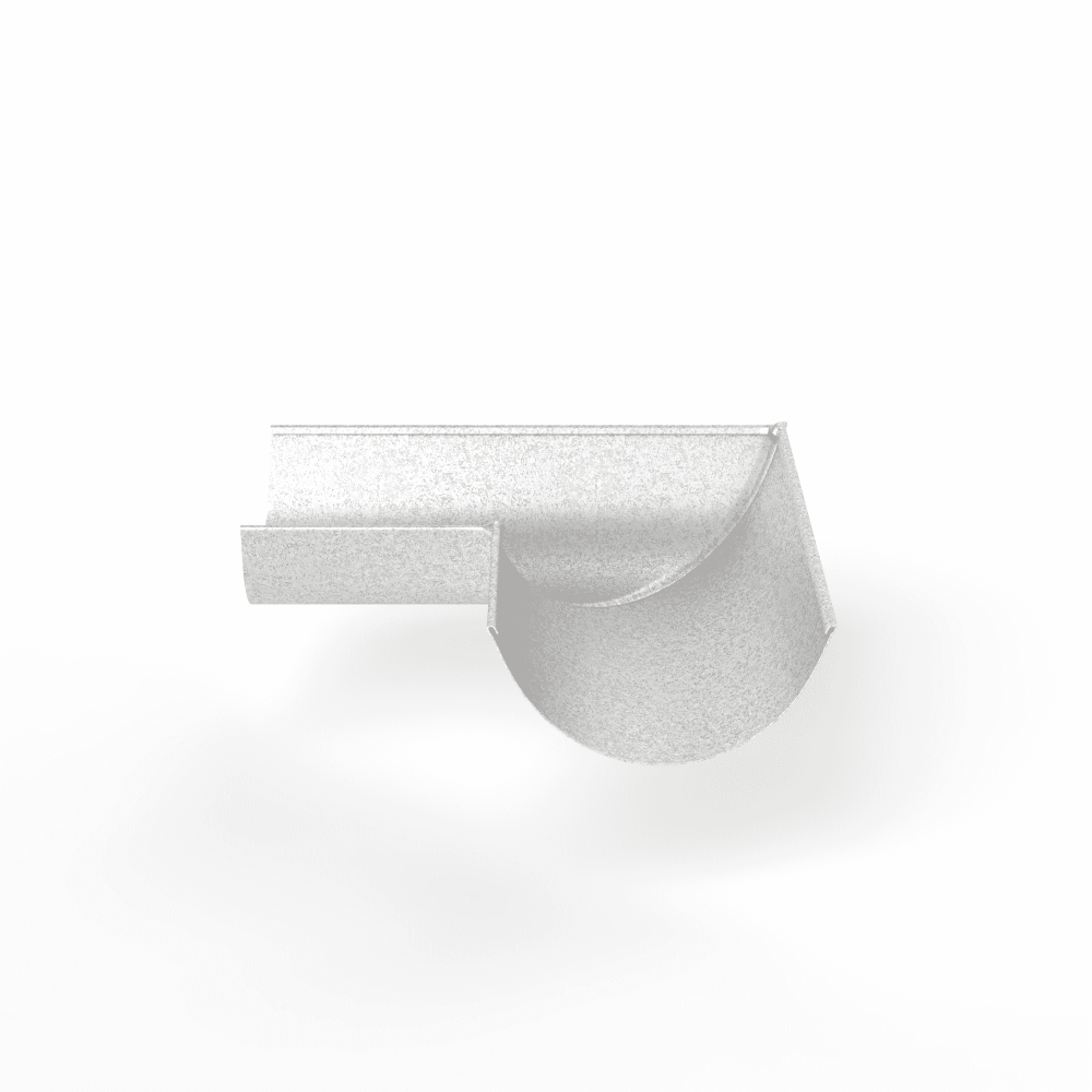 Угол 90 градусов водосточного желоба оцинкованный ф130х400х400мм Угол 90 градусов водосточного желоба оцинкованный ф130х400х400мм