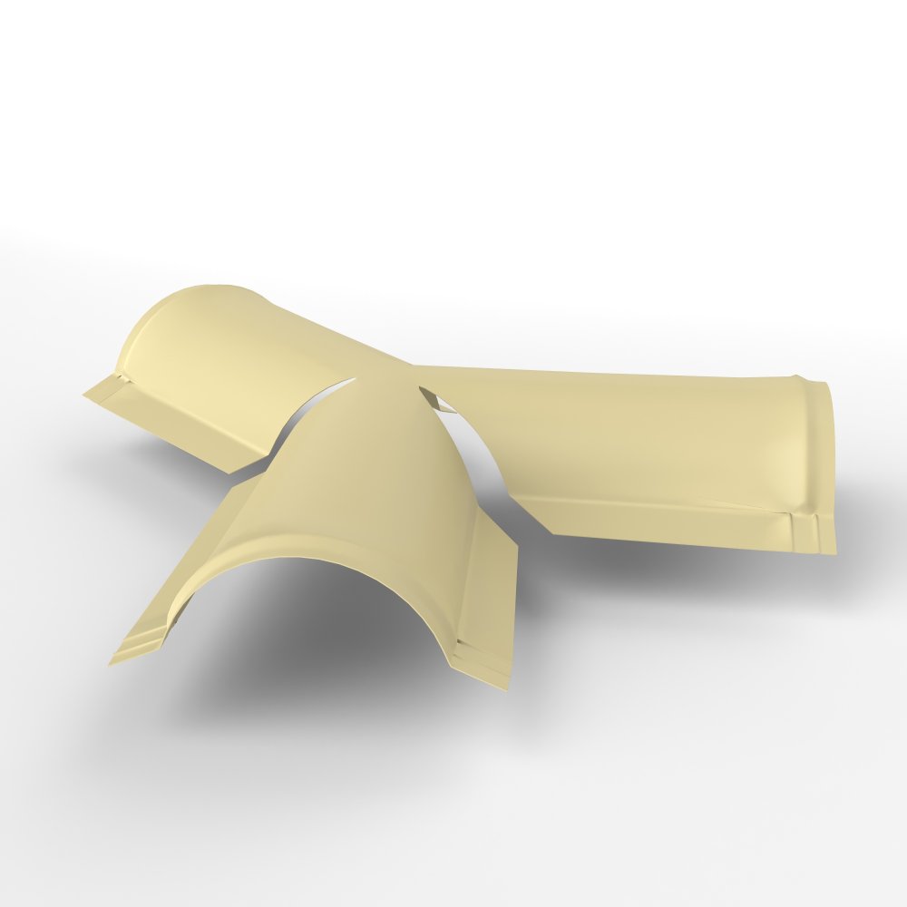 Y тройник полукруглого конька для кровли оцинкованный с порошковым покрытием 0,45x220x290мм RAL 1014