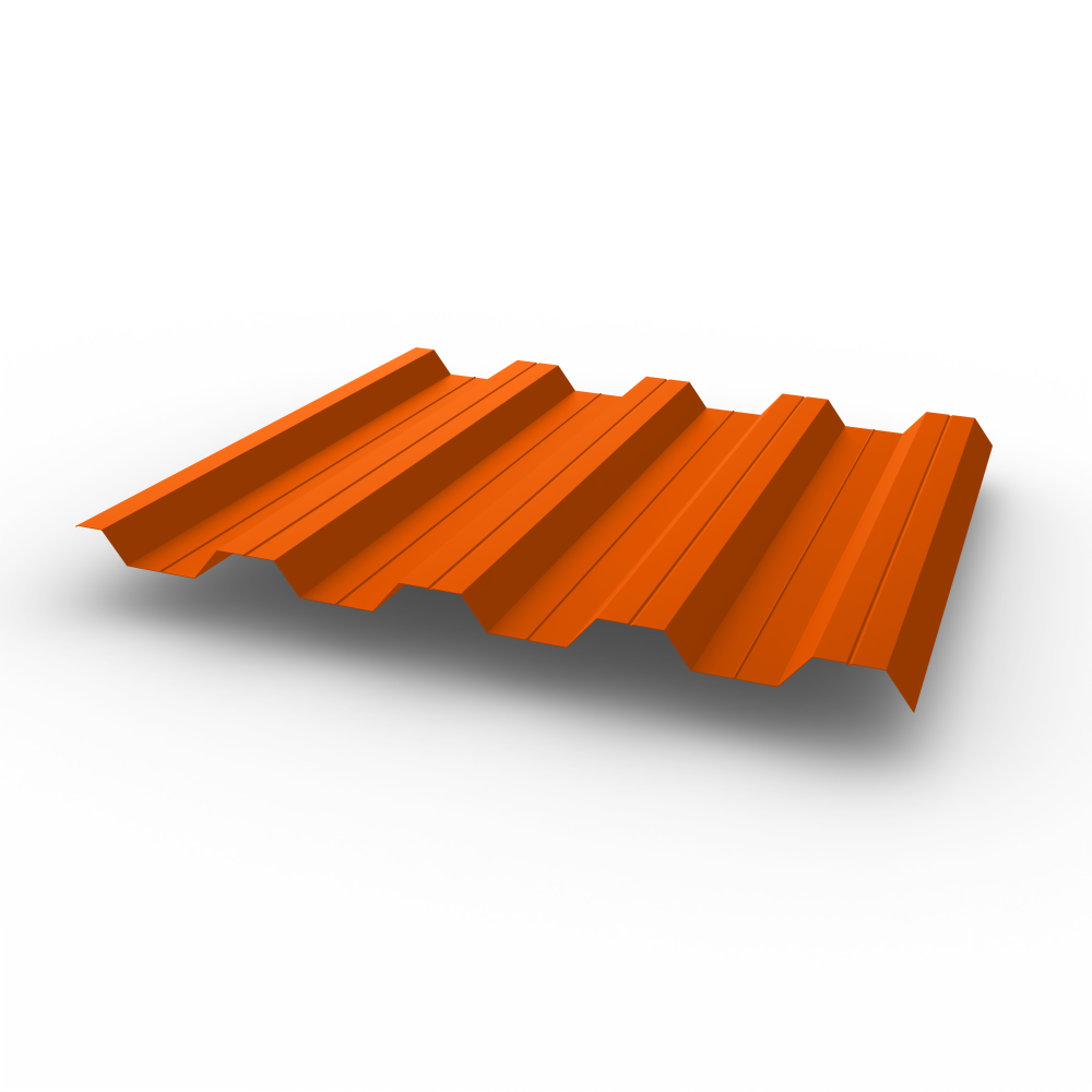 Профнастил НС44 (RAL 2009) 0,8х1047мм оцинкованный, с полимерным покрытием (Полиэстер)