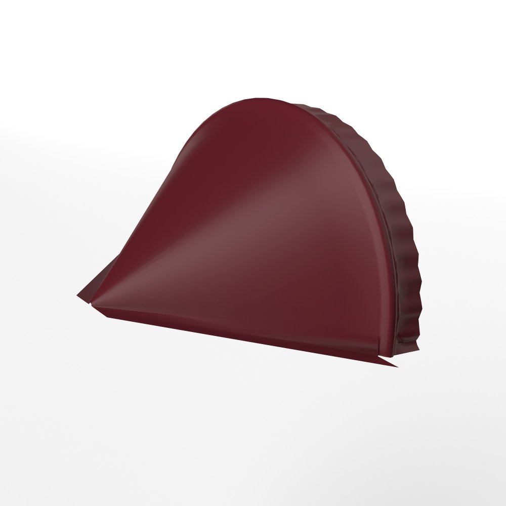 Заглушка к полукруглому коньку конусная для кровли оцинкованная с порошковым покрытием 0,45x301мм RAL 3005