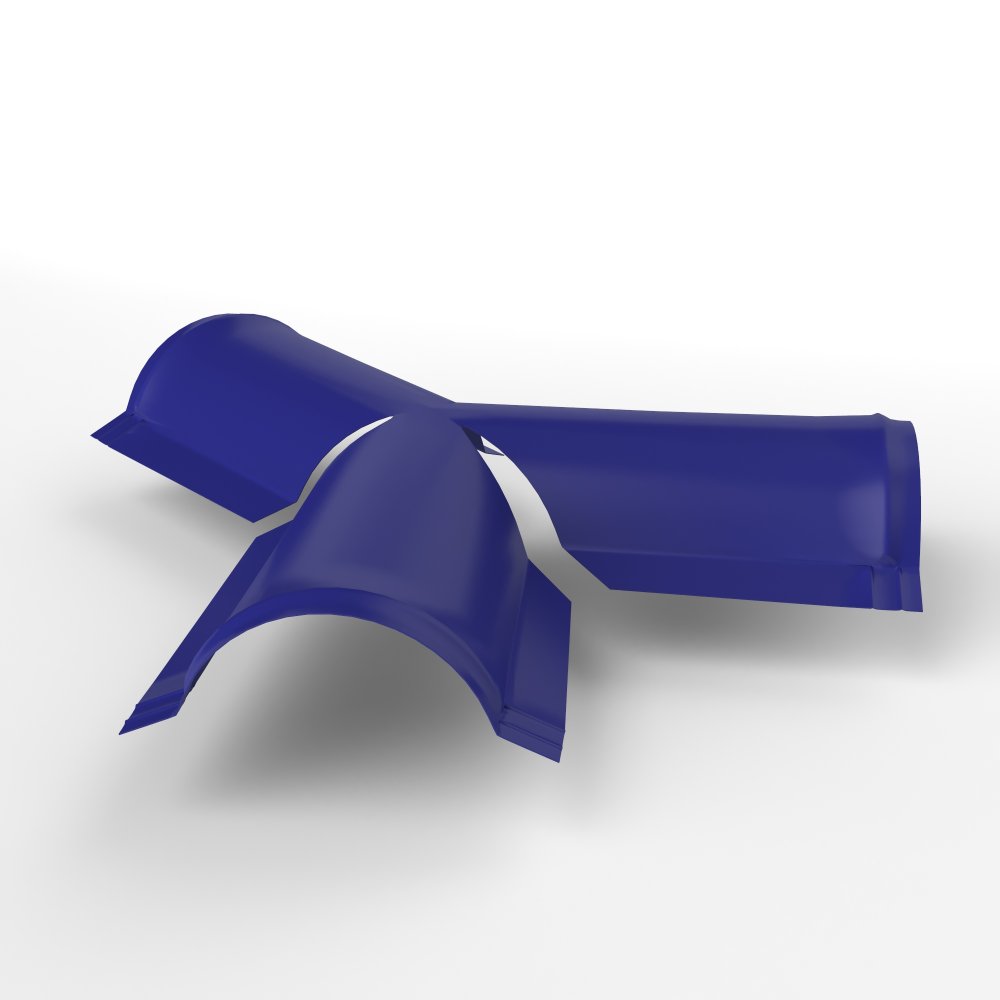 Y тройник полукруглого конька для кровли оцинкованный с порошковым покрытием 0,45x220x290мм RAL 5002