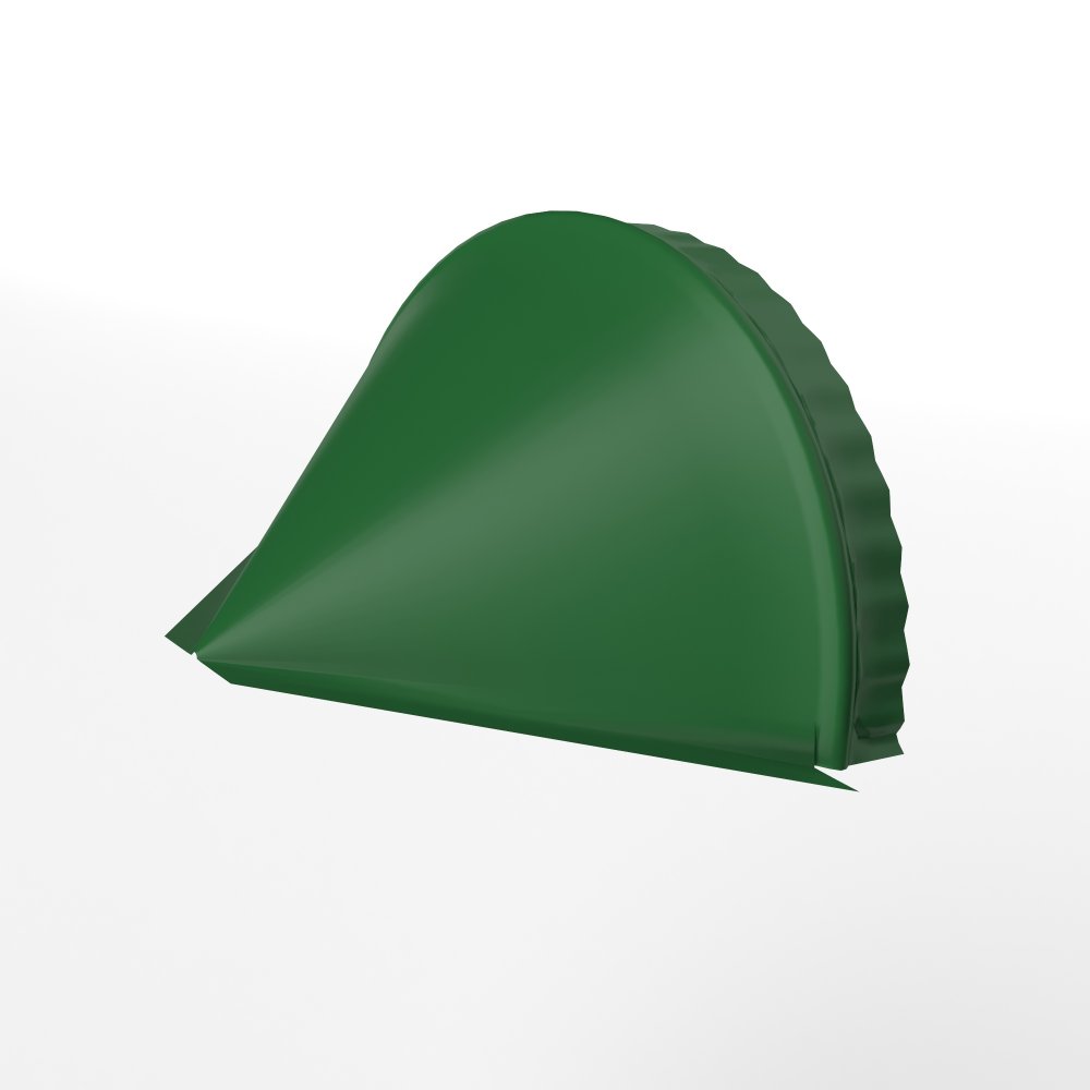 Заглушка к полукруглому коньку конусная для кровли оцинкованная с порошковым покрытием 0,45x301мм RAL 6002