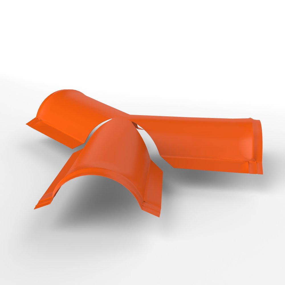 Y тройник полукруглого конька для кровли оцинкованный с порошковым покрытием 0,45x220x290мм RAL 2004