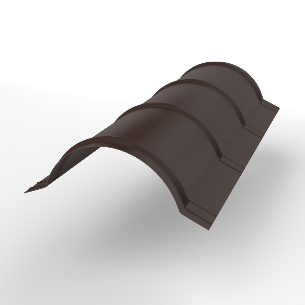 Конек полукруглый для кровли оцинкованный с порошковым покрытием 0,45x301мм RAL 8017 Конек полукруглый для кровли оцинкованный с порошковым покрытием 0,45x301мм RAL 8017