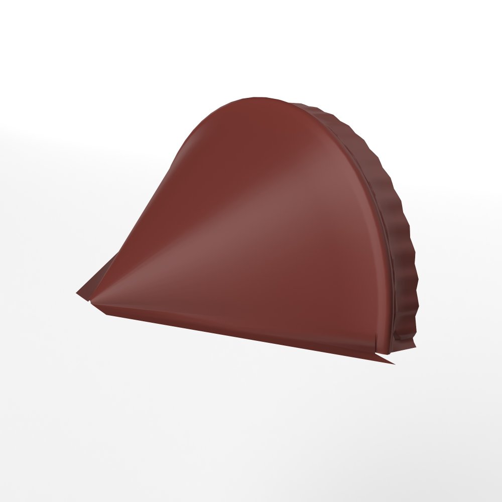 Заглушка к полукруглому коньку конусная для кровли оцинкованная с порошковым покрытием 0,45x301мм RAL 3009