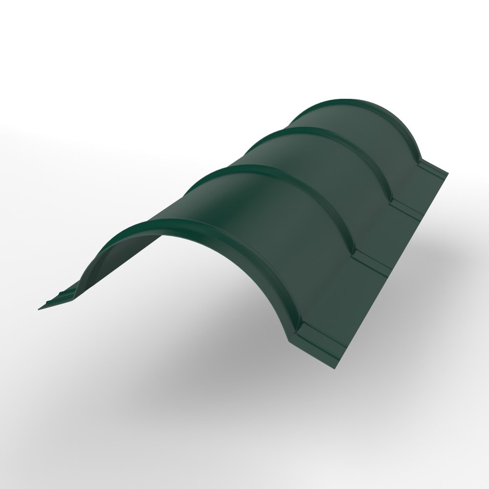 Конек полукруглый для кровли оцинкованный с порошковым покрытием 0,45x301мм RAL 6005 Конек полукруглый для кровли оцинкованный с порошковым покрытием 0,45x301мм RAL 6005