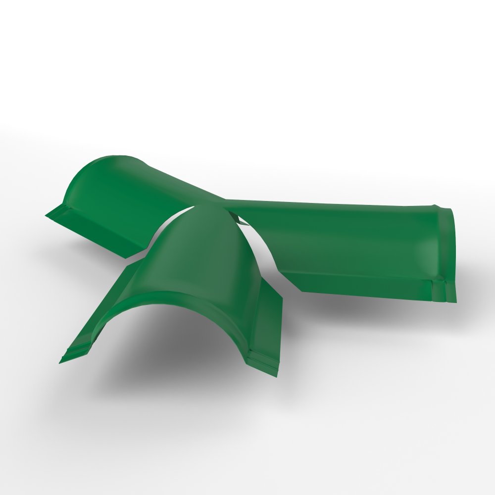 Y тройник полукруглого конька для кровли оцинкованный с порошковым покрытием 0,45x220x290мм RAL 6029