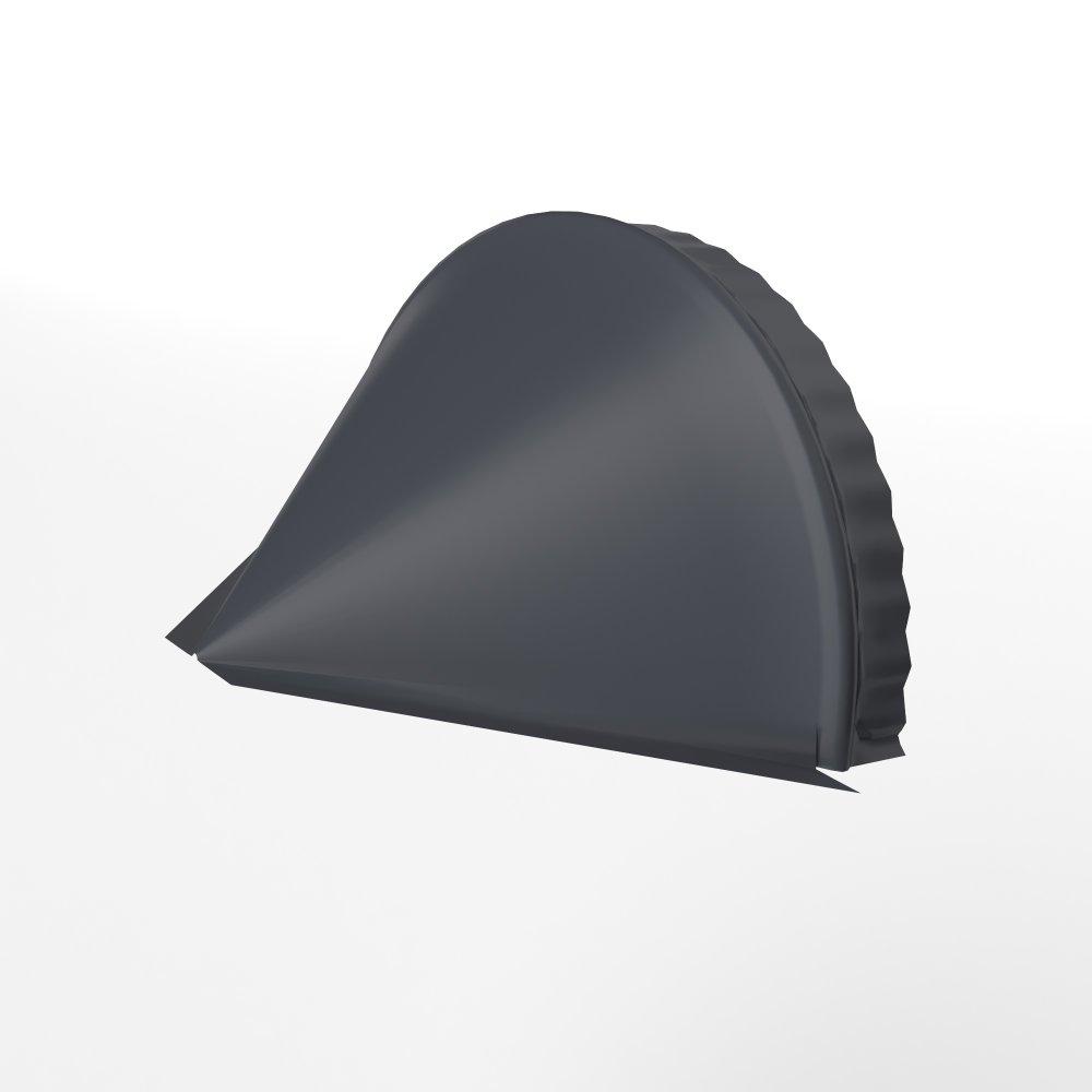 Заглушка к полукруглому коньку конусная для кровли оцинкованная с порошковым покрытием 0,45x301мм RAL 7024