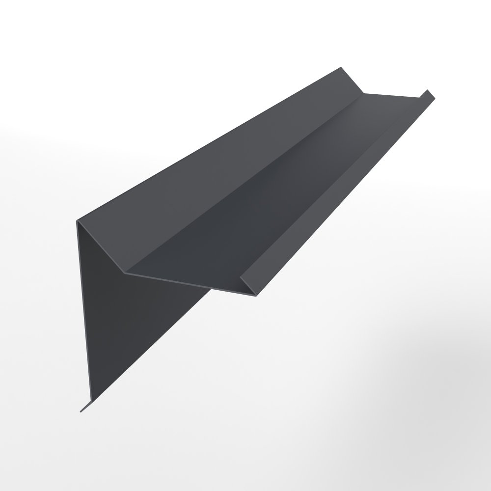 Планка ветровая двойная завальцовка оцинкованная с порошковым покрытием 0,45мм RAL 7024