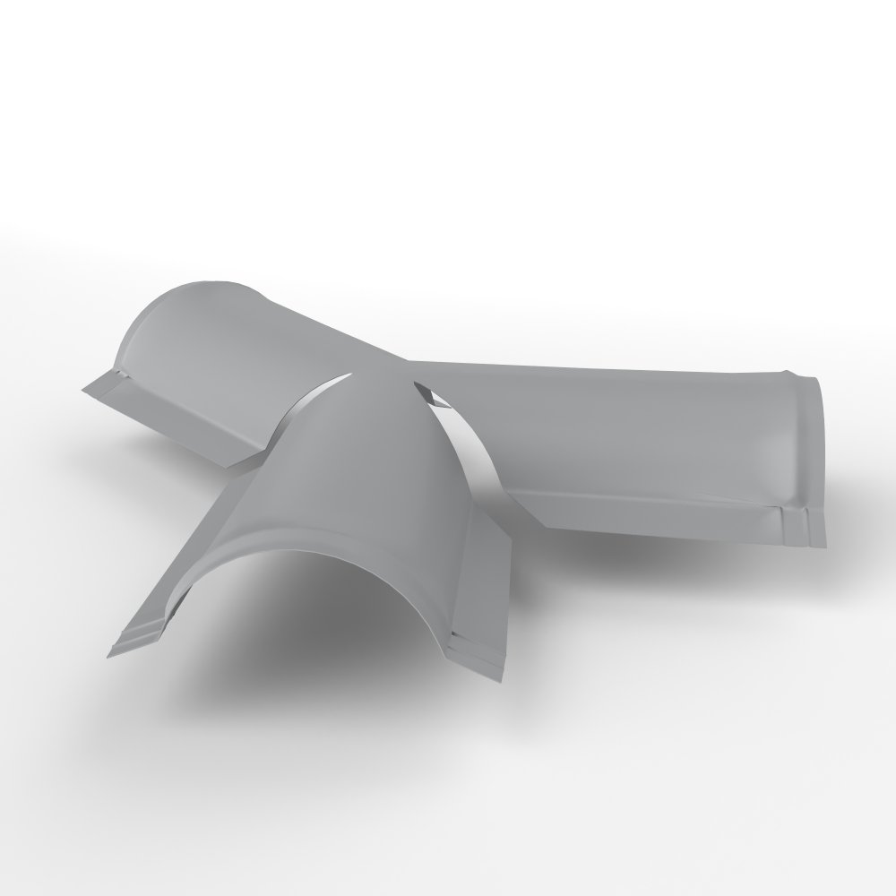 Y тройник полукруглого конька для кровли оцинкованный с порошковым покрытием 0,45x220x290мм RAL 7004