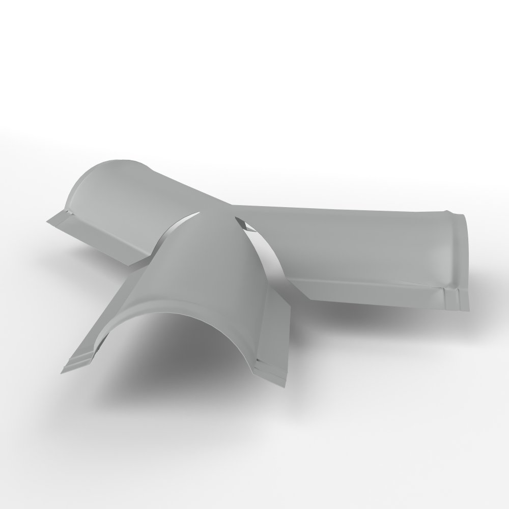 Y тройник полукруглого конька для кровли оцинкованный с порошковым покрытием 0,45x220x290мм RAL 9006