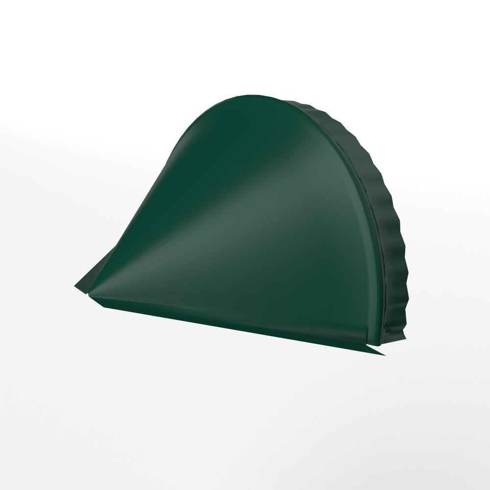 Заглушка к полукруглому коньку конусная для кровли оцинкованная с порошковым покрытием 0,45x301мм RAL 6005