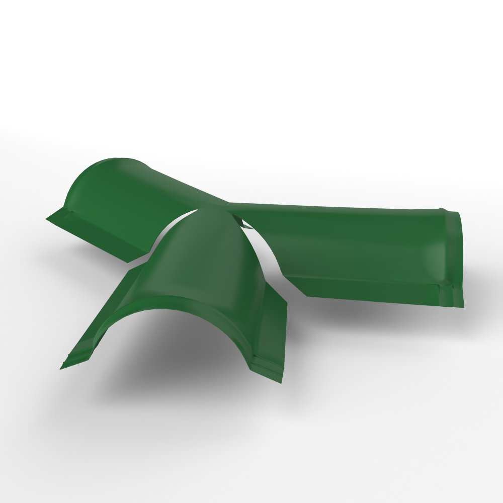 Y тройник полукруглого конька для кровли оцинкованный с порошковым покрытием 0,45x220x290мм RAL 6002