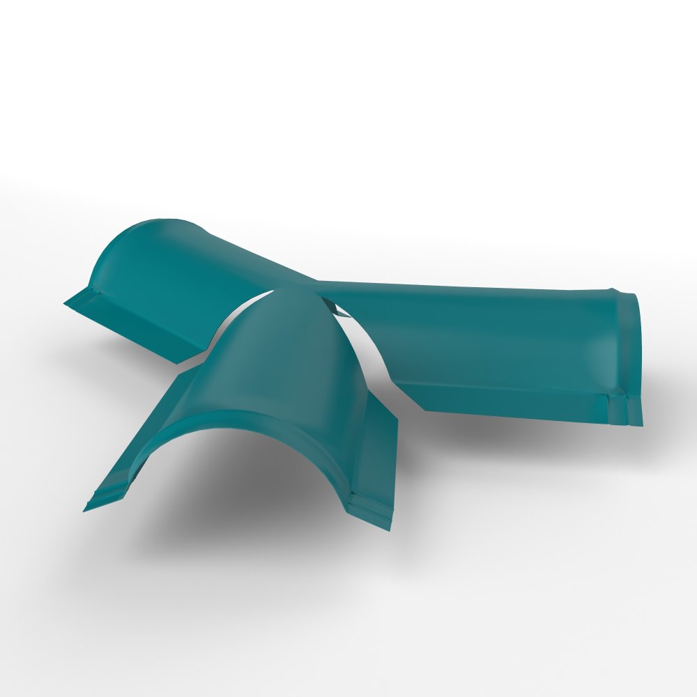 Y тройник полукруглого конька для кровли оцинкованный с порошковым покрытием 0,45x220x290мм RAL 5021