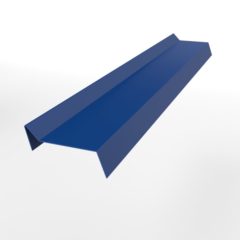 Планка примыкания для мягкой кровли оцинкованная с порошковым покрытием 0,45мм RAL 5005 Планка примыкания для мягкой кровли оцинкованная с порошковым покрытием 0,45мм RAL 5005