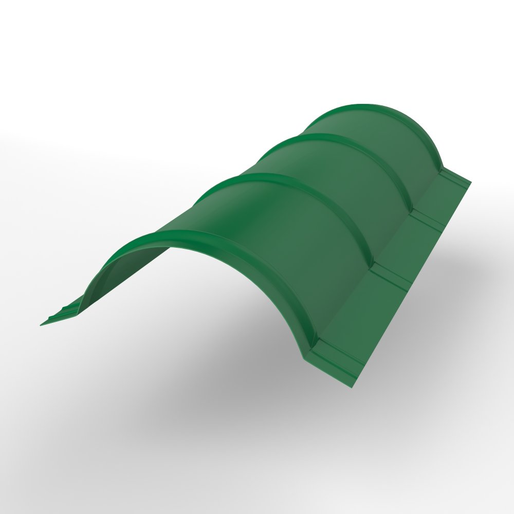 Конек полукруглый для кровли оцинкованный с порошковым покрытием 0,45x301мм RAL 6029 Конек полукруглый для кровли оцинкованный с порошковым покрытием 0,45x301мм RAL 6029