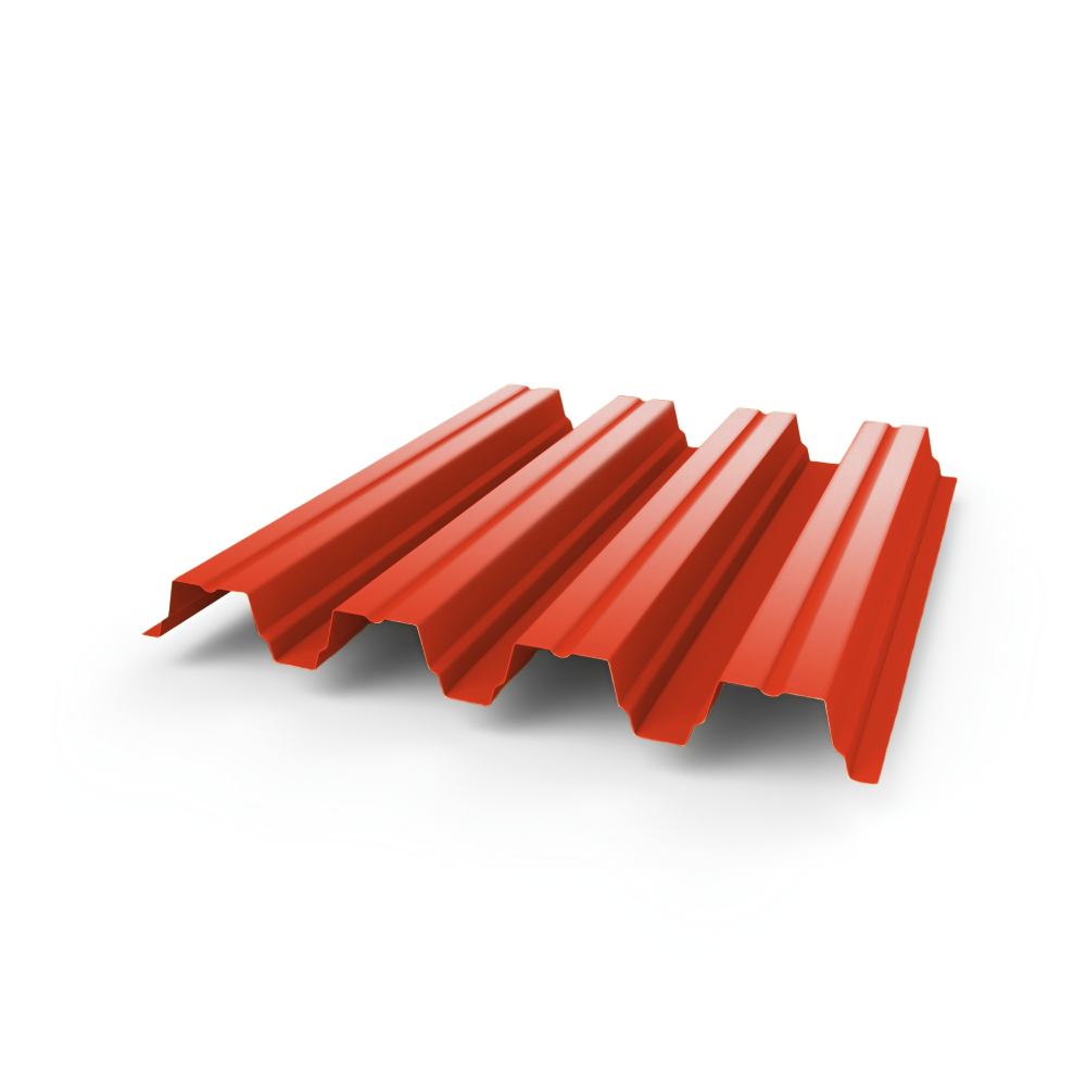 Профнастил Н75 - 0,8 (RAL 3024) с полимерным покрытием (полиэстер)