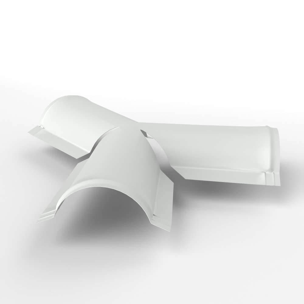 Y тройник полукруглого конька для кровли оцинкованный с порошковым покрытием 0,45x220x290мм RAL 9003