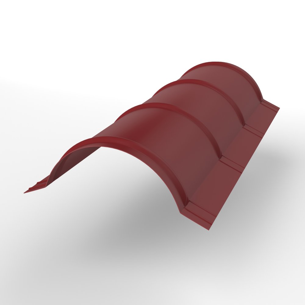 Конек полукруглый для кровли оцинкованный с порошковым покрытием 0,45x301мм RAL 3011 Конек полукруглый для кровли оцинкованный с порошковым покрытием 0,45x301мм RAL 3011