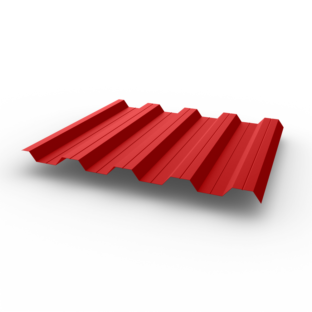 Профнастил НС44 (RAL 3028) 0,8х1047мм оцинкованный, с полимерным покрытием (Полиэстер)