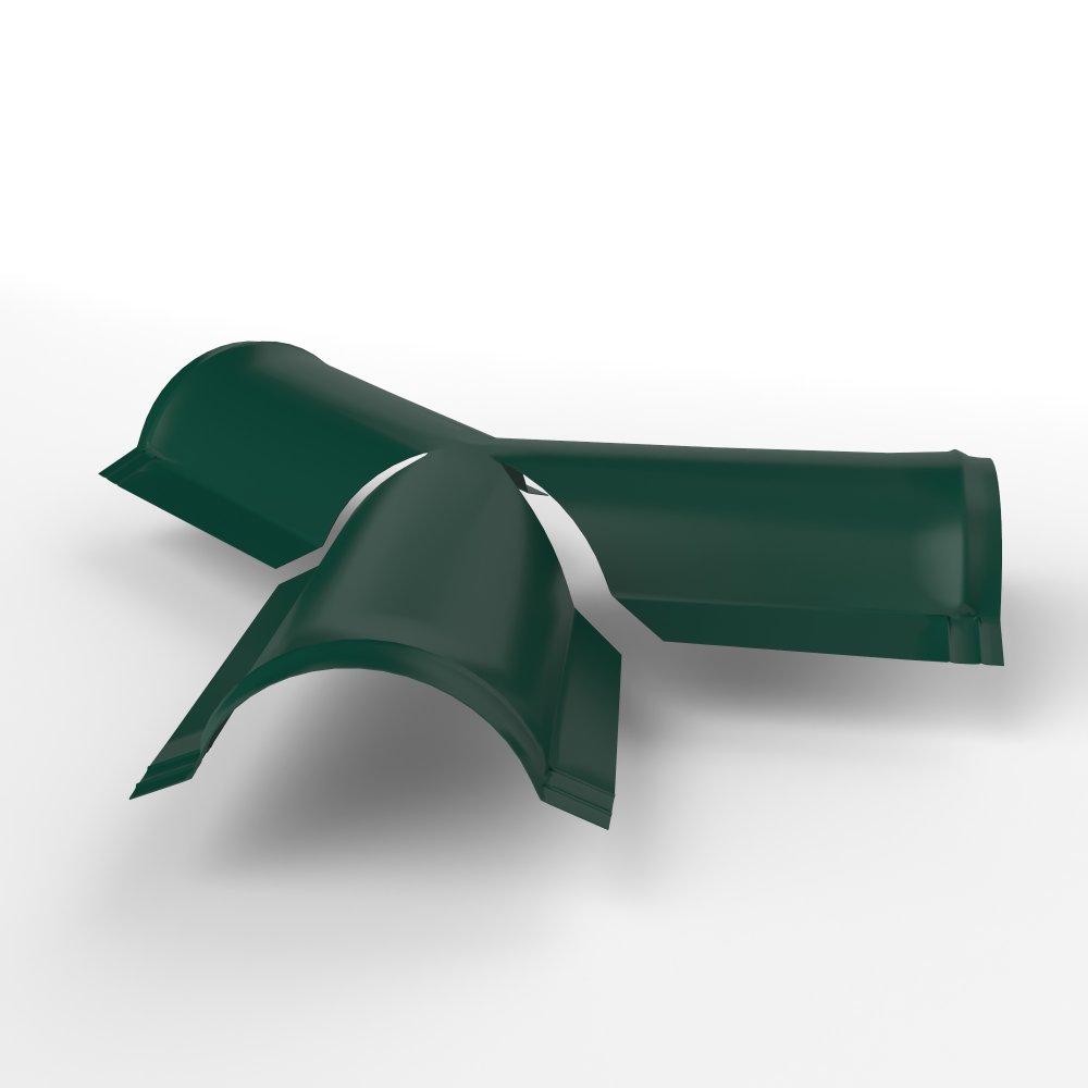 Y тройник полукруглого конька для кровли оцинкованный с порошковым покрытием 0,45x220x290мм RAL 6005